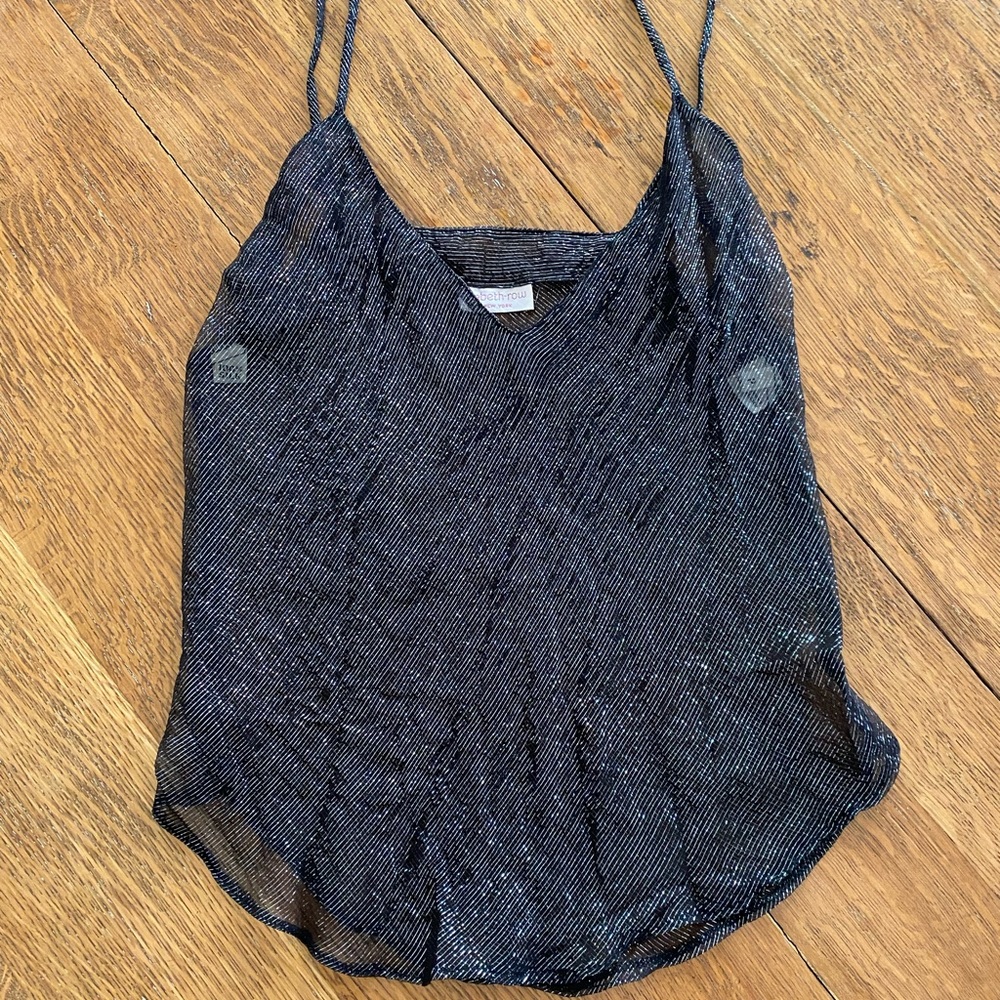 Vintage Metallic Thread Silk Camisole (Petite) Natural Fiber